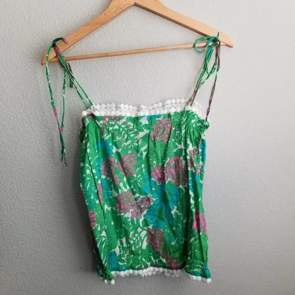 Milly Women's Floral Sleeveless Top Size 4 Multicolor Green Lace - Picture 3 of 6